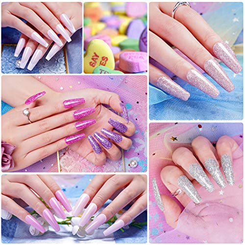 wakaniya Dip Powder Set Starter, 8 Farben Clear Glitter Dip Pulver Nagel Starter Kit mit Base Top Coat, Aktivator Dip… – Bild 3