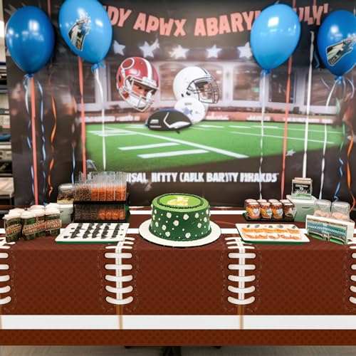 Image of Football Party Decorations,2 Pack Football Tablecloth Disposable Plastic Tablecloth 54 inch x 108 inch,Football Birthday Party Decor,Football Table Cloth for Rectangle Tables,Football Party Supplies for Home