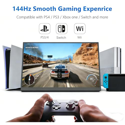 Image of 16 Inch Portable Monitor 144Hz FHD 1200P IPS, USB-C & HDMI External Screen Compatible with PS5, Xbox, Switch, Laptop PC