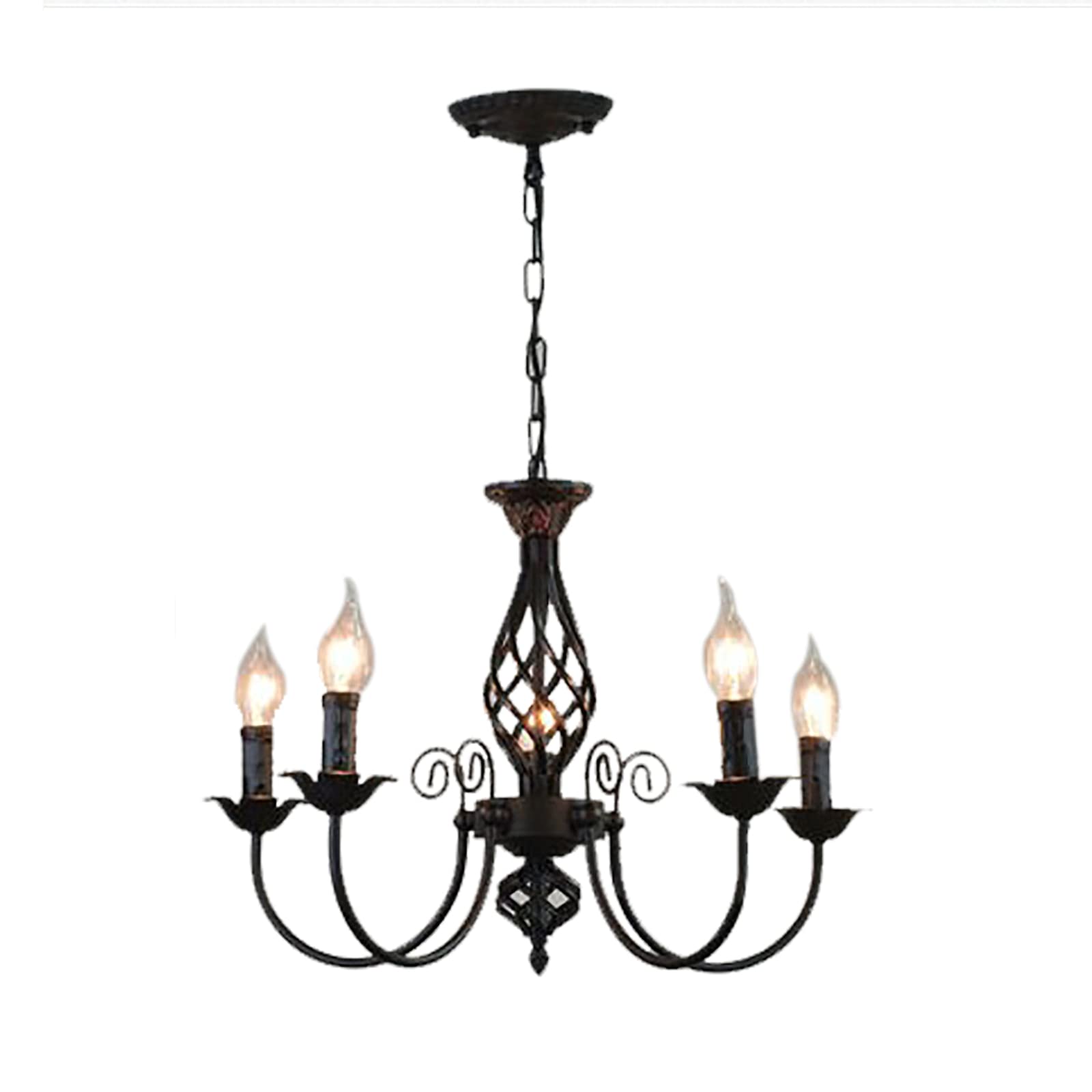 Retro plafondverlichting E14 vintage plafondlamp kroonluchter 5 lampen hanglamp voor woonkamer eetkamer zonder gloeilamp