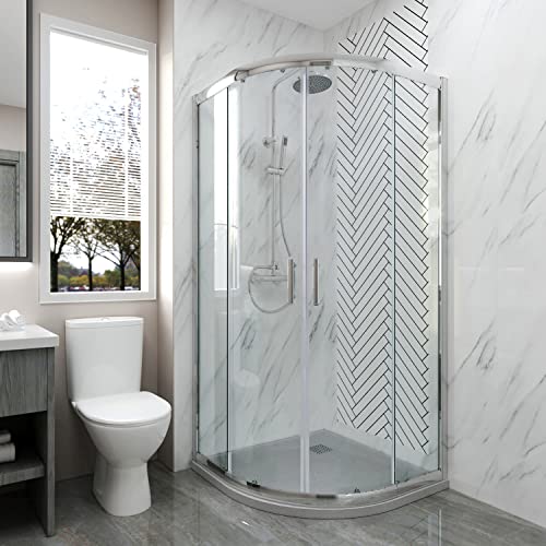 ELEGANT 800 x 800 mm Quadrant Shower Enclosure 6mm Easy Clean Glass Sliding Door Shower Cubicle
