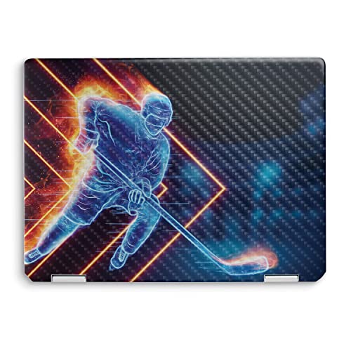 Image of MightySkins Carbon Fiber Skin Compatible with HP Spectre x360 14 inch (2022) Full Wrap Kit - Glow Hockey | Protective, Durable Textured Carbon Fiber Finish | Easy to Apply | Made in The USA