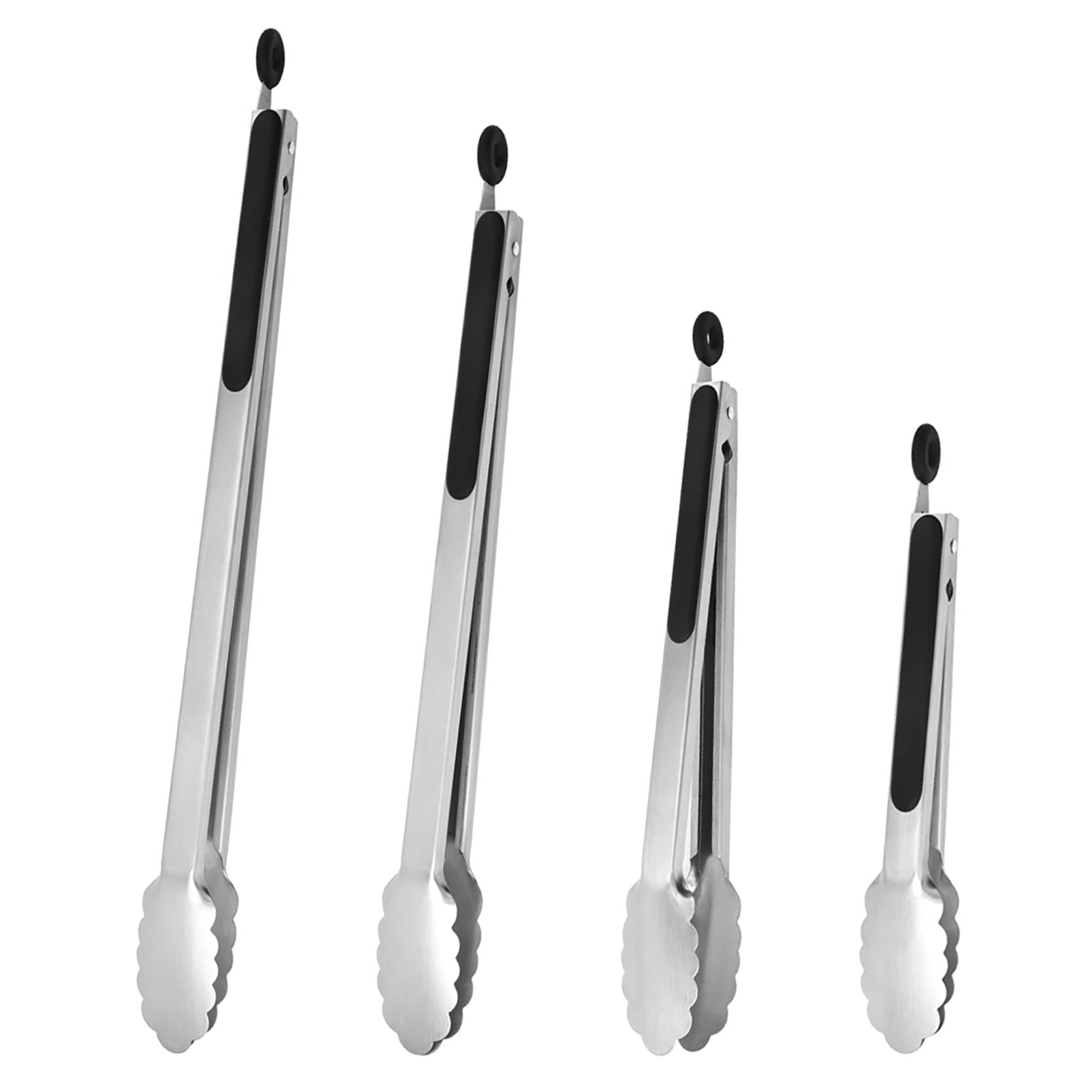 UPTALY 4 pcs Barbecue Tongs (18''/16''/13''/10''), Extra Long Stainless Steel Grill Tongs, Large Sized Food Tong, Thicken Steak Tongs, Serving Tong with Long Handle for Cooking, Grilling, BBQ, Buffet