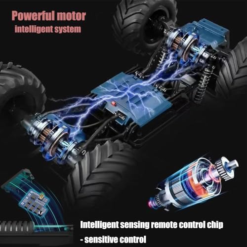 Image of Cyberr Style 1:8 Alloy RC Truck, 4WD 2.4GHz Remote Control Off-Road Car with Metal Body, Shock Absorbers & LED Lights, All Terrain High Performance RC Vehicle for Kids & Adults