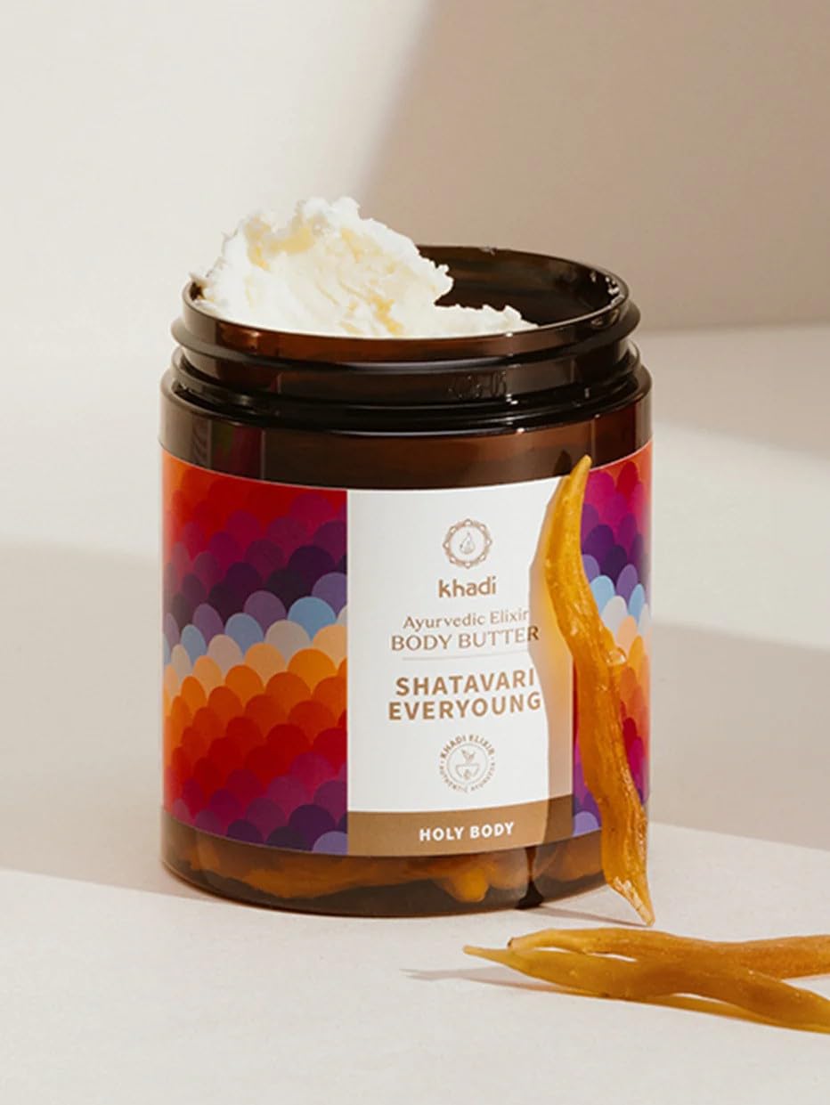 khadi SHATAVARI EVERYOUNG Beurre corporel ayurvédique, beurre riche pour le corps, répare, lisse & rend la peau plus résistante, 100% naturel & végétalien, cosmétique naturelle certifiée, 100ml