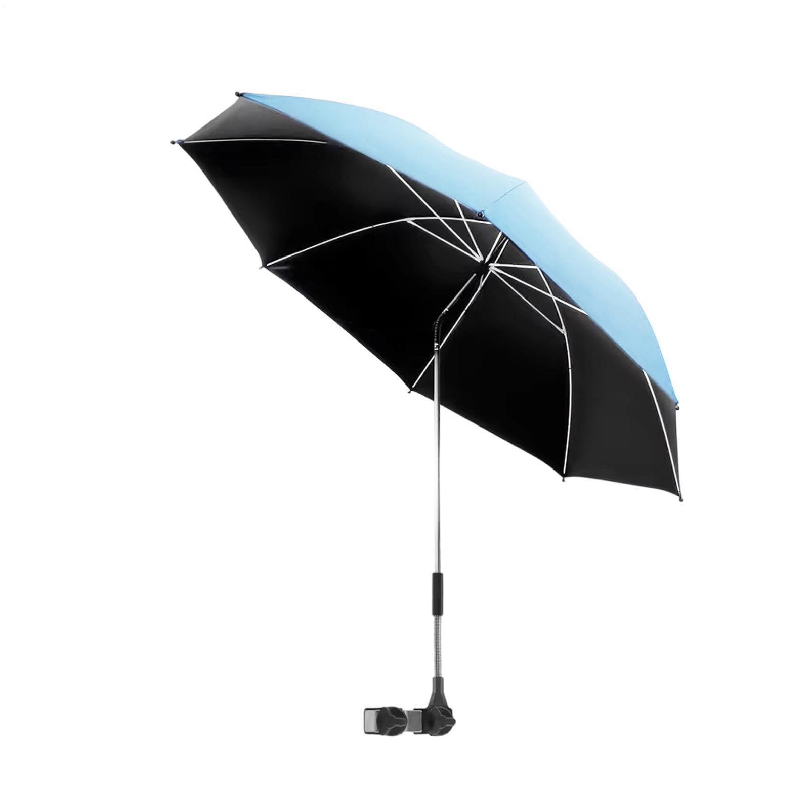 Beach Umbrella,360 Degree Adjustable Parasol with Heavy Duty Clamp Clip, Garden Umbrella Camping Sun Shade UPF 50+ UV Protection, Portable Folding Chair Umbrellas for Fishing Patio Beach BBQ Picnic
