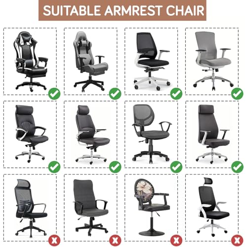 Image of HOKIPO 'SereneSolids' 140 GSM Armrest Covers for Office Chair (Elastic Style), 1 Pair, Dark Camel (AR-5933-DCML)
