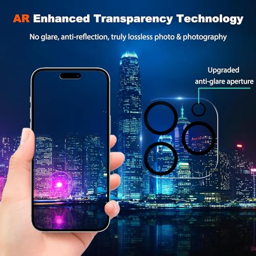 Image of Mizi 3 Pack Camera Lens Protector for iPhone 15 Pro /Max 6.1 inch / 6.7 inch 2023 Release, 9H Tempered Glass Camera Cover screen [Does not Affect Night Shots] - Clear