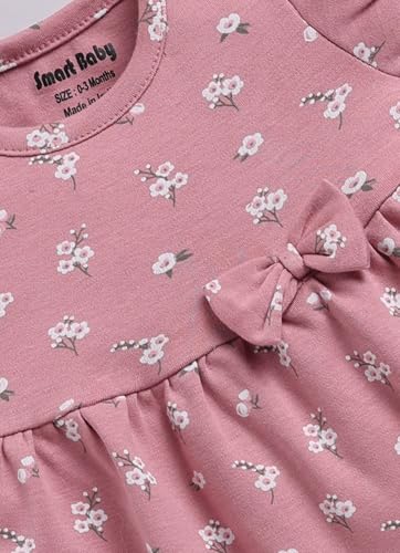 Image of Smart Baby Baby Girl Dress with Bloomer and Head Band | Interlock Cotton | Soft, Lightweight & Comfortable Outfit for 0-12 Months | Daily & Occasional Wear
