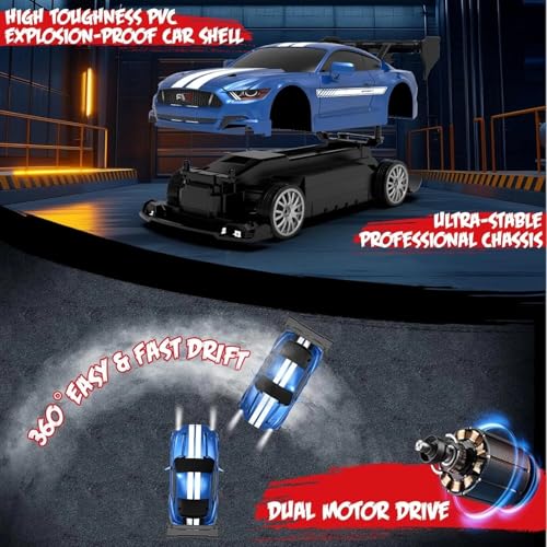 Image of Bestie toys Remote Control Car 25Kmph, 2.4Ghz Rc Drift Car, RC, Drift Car Remote Control, Flexible PVC Shell, Long Range with Multi LED Lights Gost Blue