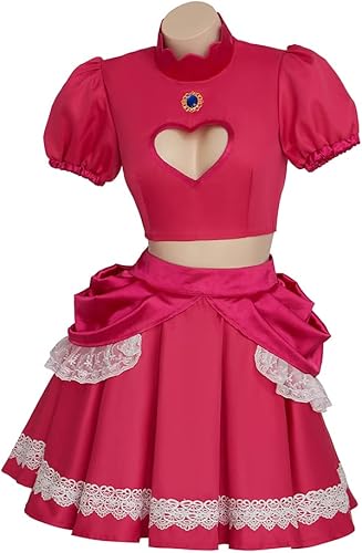 Miniatura 2 de Willyacos Disfraz de princesa melocotón de Super Brothers para mujer, vestido de fiesta de Halloween, vestido de princesa rosa sexy, vestido de