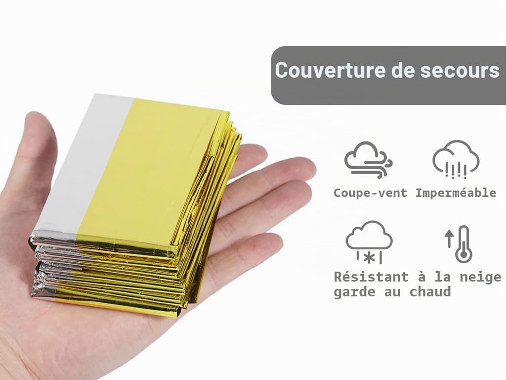 Anlising 20 Pièces Couverture de Survie Thermique Or Argenté - Secours d'Urgence pour L'Extérieur et Premiers Secours (140x 210CM)