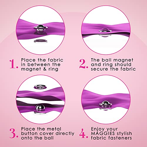 Maggie Snaps, Magnetic Snap Buttons, Reusable Magnetic Balls For Fastening Fabrics, Patented Round Magnets, Alternative To Tie Clips And Safety Pin, With Ring Fasteners, Pack Of 4 - My Maggies #TOP6