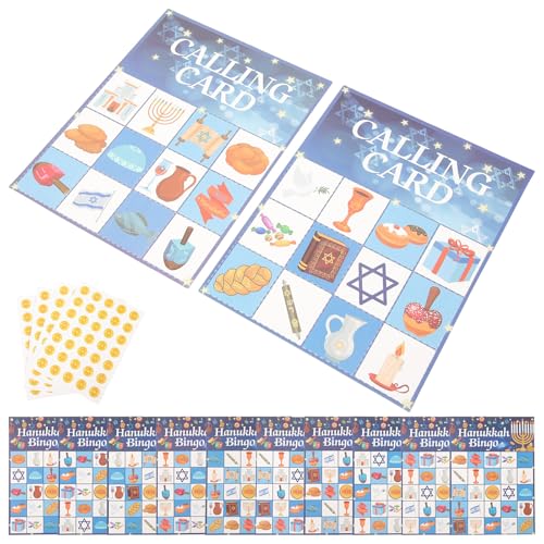 BESTonZON Juego de Bingo de Janucá para 24 Personas Cartones de Bingo de Papel Tema Hanukkah Set de Cartas para Fiesta Portátil y Divertido Juego de Mesa Educativo para Todas Las Edades