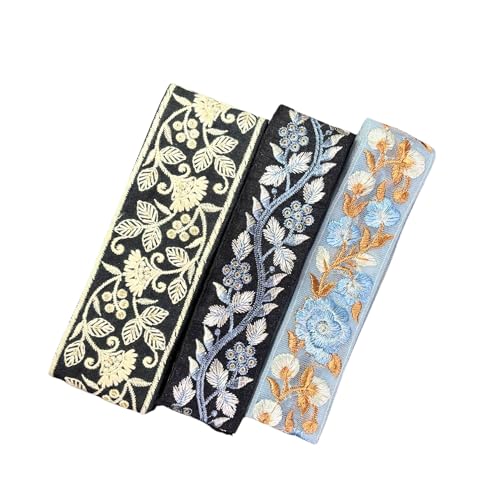 tuktuk- A001【インド直輸入】本格刺繍リボン｜ハンドメイド素材でDIYアクセサリーに最適 カラフルアソート伝統工芸パックセット 50cm×３本のサムネイル