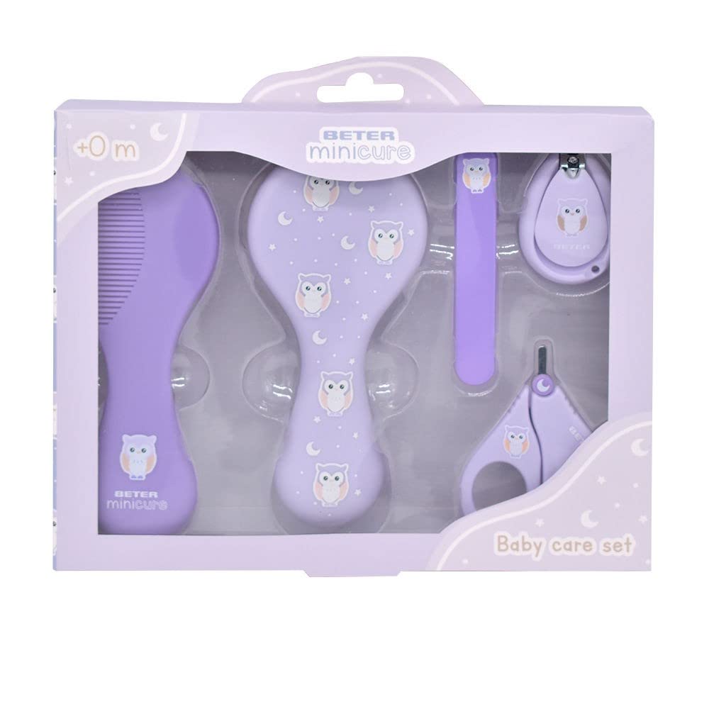 Beter - Baby Care Set, 5 Piece Baby Grooming Kit, Ideal for Newborn - Owl Figurine