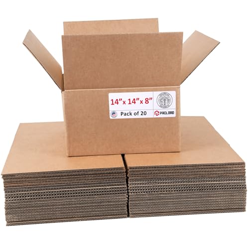 Image of Medium Cardboard Boxes 14 inchL x 14 inchW x 8 inchH (Pack of 20) - USA-Made Packing Boxes for Moving, Shipping, or Storage - USPS, UPS, FedEx Approved - Professional Packing Supplies for Moving | USA-Made Packing Boxes for Moving, Shipping, or Storage - USPS, UPS, FedEx Approved - Professional Packing Supplies