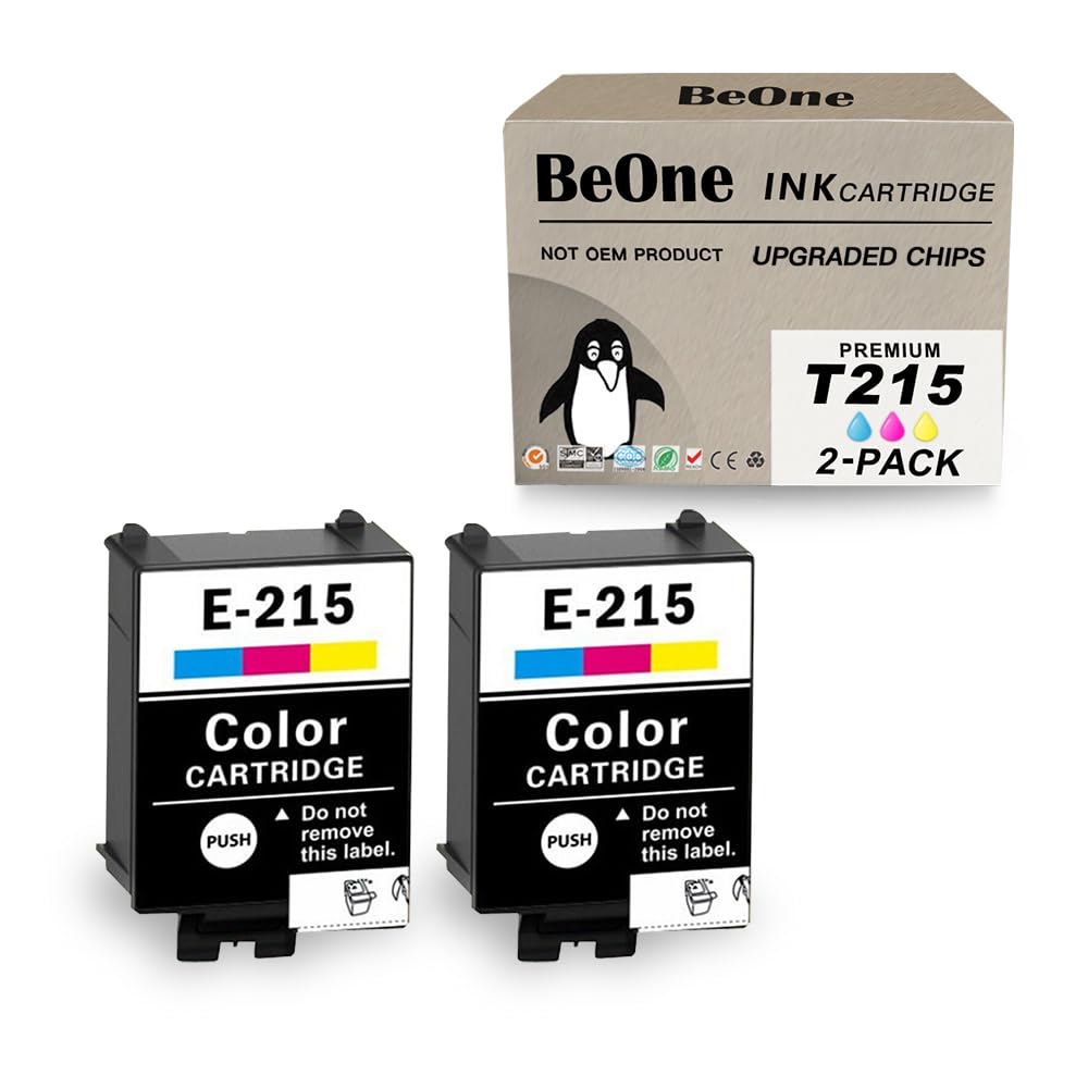 BeOne T215 215 Ink Cartridges Remanufactured Replacement for Epson WF-100 WF-110 WF100 WF110 Printers (2 Color)