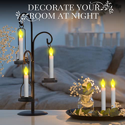 Image of Macarrie 108 Pieces Flameless LED Taper Candles Battery Operated Candles, Flickering Light Electric Handheld Candlesticks, Halloween Christmas Church Party Weddings Decoration(White)