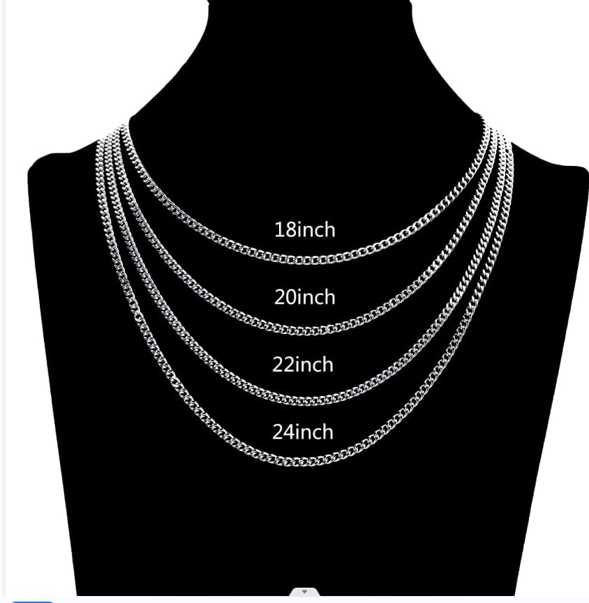 Andblue 3 Pcs 3.5mm Mens Chain Necklaces Stainless Steel Cuban Link Chain for Men Women 18, 20, 22, 24 Inch - Image 6