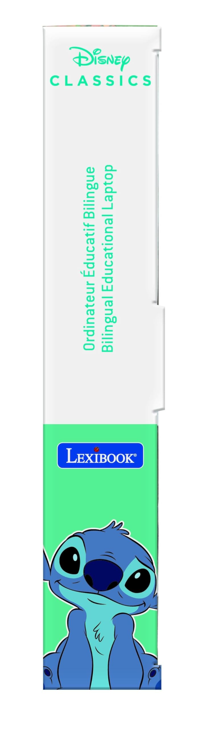 Lexibook, Disney Stitch, Ordenador Educativo bilingüe en inglés/español, 124 Actividades de lenguaje, Escritura, matemáticas, lógica, música y Juegos, para niños y niñas, JC598Di2