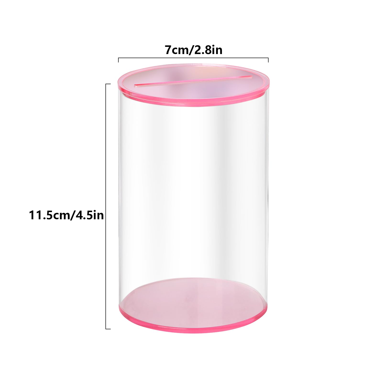 Small Clear Acrylic Money Box 2.75”× 2.75”× 4.52” Transparent See Through Money Saving Box Piggy Bank for Adults Kids(Pink) - Image 2