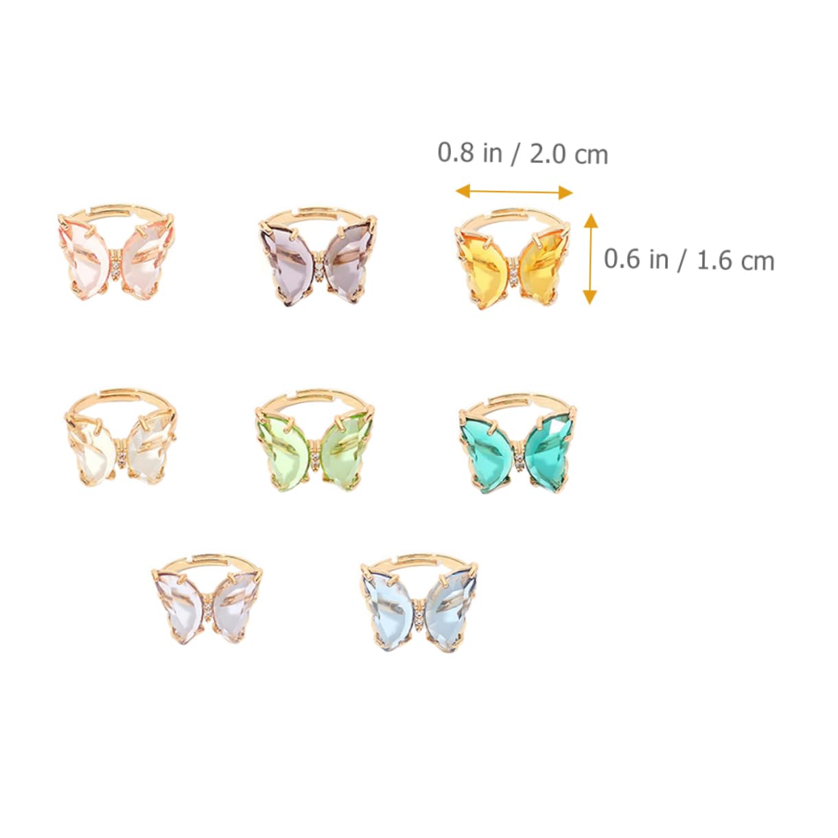 FRCOLOR 5 Series Anillo De Ajustable Para Mujeres De Transparente Y Joyería Casual Para Niñas Y Adolescentes 8 Piezas X 5