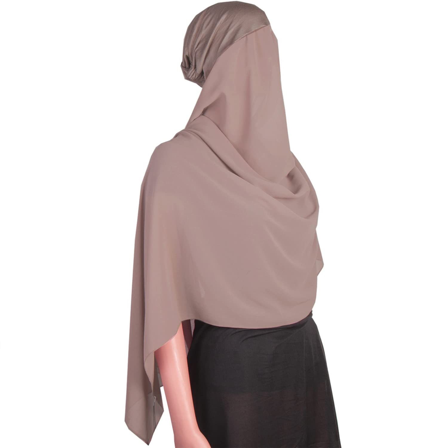 Yeieeo Instant Chiffon Hijab with Undercap Fashion Solid Color Chiffon Head Wraps Under Scarf Caps Muslim Fashion Bandage