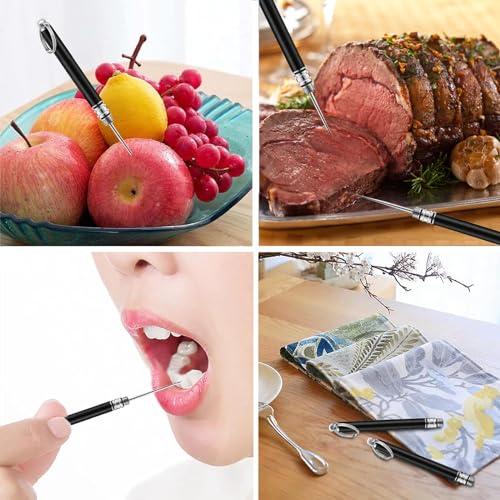 Image of Portable Mini Titanium Toothpicks Holder, 2 Pieces Stainless Steel Metal Toothpicks Holder Reusable Toothpick Holder for Home Outdoor(Black)