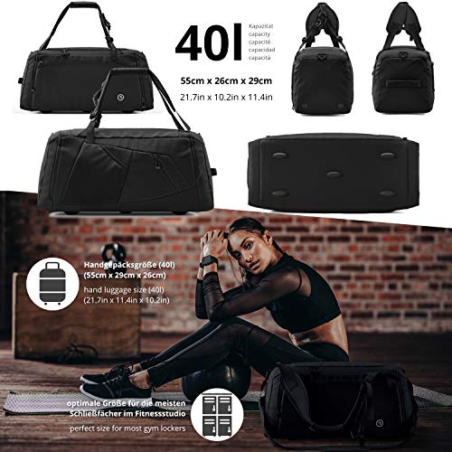 Sporttas Gymbag Reistas 40L / 60L | Trainingstas met Rugzak-Functie Schoenencompartiment Vak voor natte Kleding | Sportrugzak Fitness Tas Weekender Zwemtas Duffelbag Sportzak Fitnesszak Sportbag Heren - Image 6