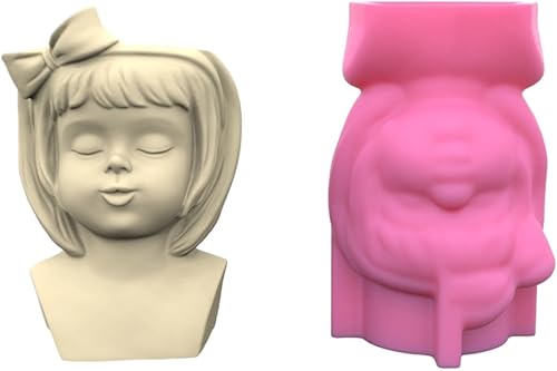 Bowknot Girl Flower Pot Molde de silicona Molde de concreto Candelabro de resina Molde de bricolaje para macetas suculentas Moldes de decoración de
