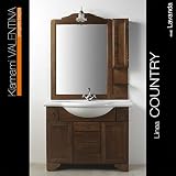 Mueble para el baño estilo arte pobre 105 cm. Están incluydos: el mueble con cajones en el medio y puertas al lados, lavabo en ceramica, espejo con armario y luz. No incluye griferia. Precio y calidad en relación.