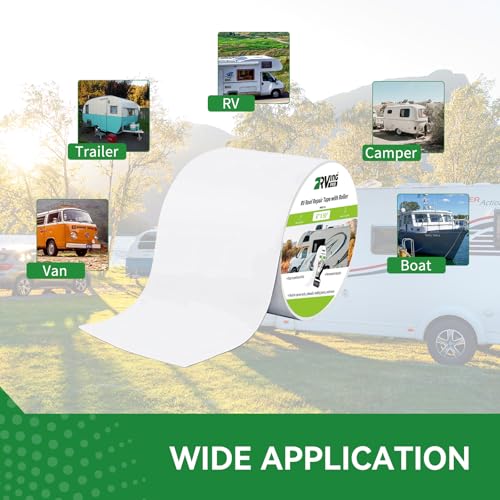 Image of RV Roof Sealant Tape, White, 6 Inch x 50ft RV Tape | Waterproof, Weatherproof, UV-Resistant, For RV, Camper, Trailer, Boat