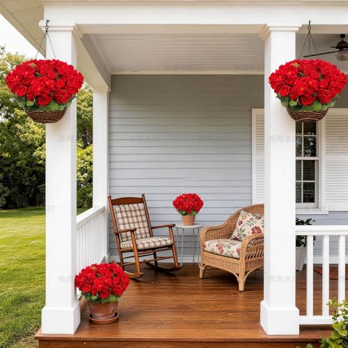 FULLMUSIC Artificial Flowers for Outdoor - UV Resistant & Realistic