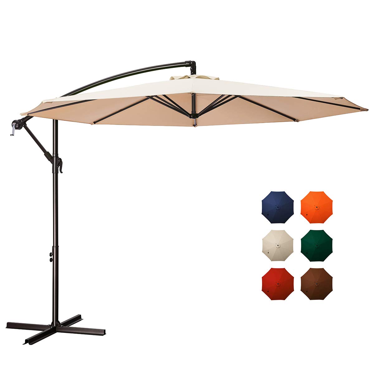 Amazon Com Meway 10ft Outdoor Umbrella Backyard Umbrella Deck Umbrella Cantilever Patio Umbrella With Crank Cross Base Easy To Instal 10ft Beige Garden Outdoor