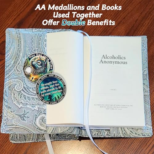 one day at a time sobriety coin - recovery aurora forest wolf aa coins - addiction na aa chips and medallions - celebrate 1-65 sober living clean narcotics alcoholics anonymous gifts for men women