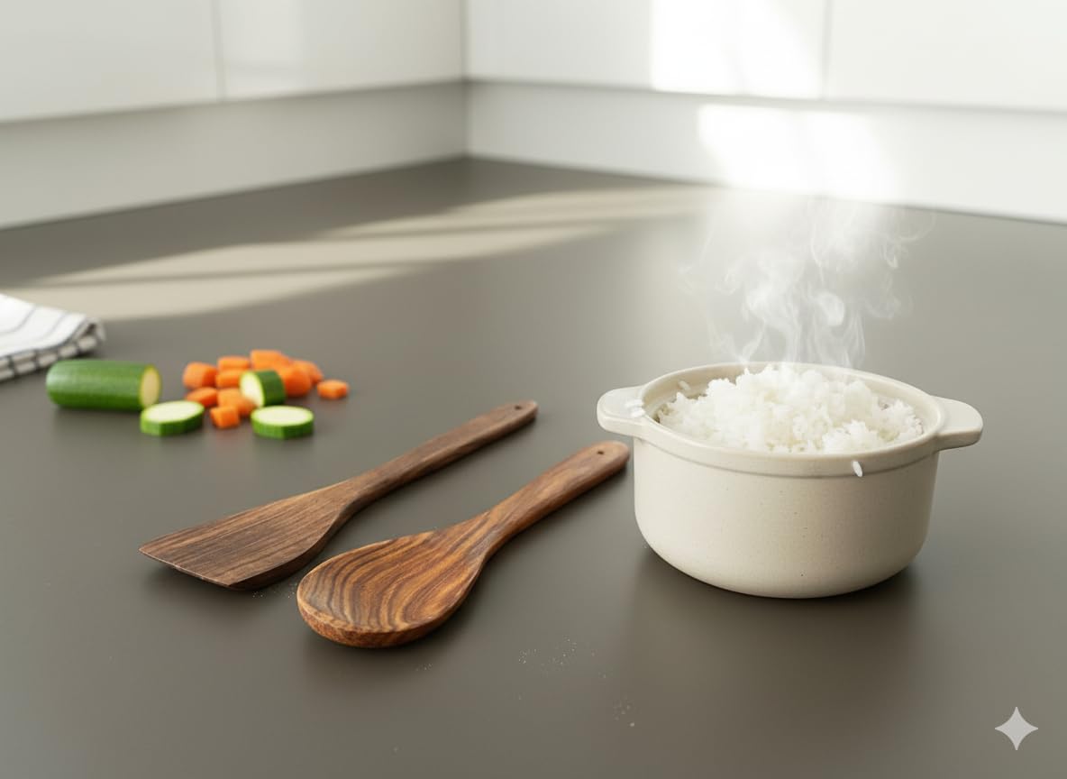 Anneler Günü Özel Hediyesi - Doğal Ahşap 6 Parça Mutfak Gereçleri Seti | Yemek Pişirme ve Servis Seti | Kaşık, Spatula, Kevgir, Salata Servis Kaşığı | Sağlıklı, Dayanıklı ve Şık Tasarım