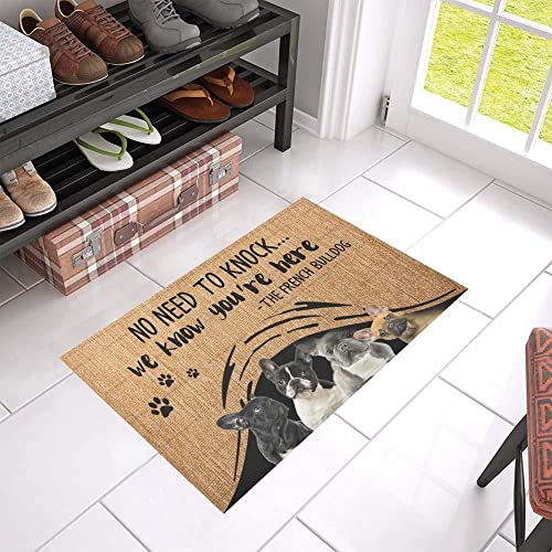 Zerbino per interni ed esterni tema marrone Bulldog francese non c'è bisogno di bussare zerbino decorazioni per la casa tappeti decorazioni per la casa