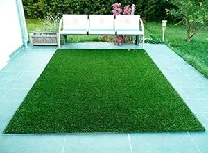 FRESH FROM LOOM Artificial Green Grass Mat for Balcony Living Room Lawn Roll Floor Carpet (3.3X12 FT, Waterproof Washable)