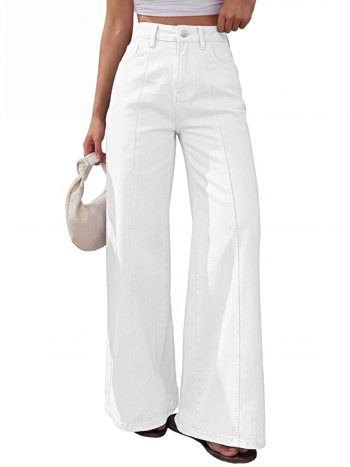 Trendy Queen Women's Wide Leg Baggy Jeans High Waisted Front Seam Pants