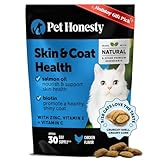 Cat Skin & Coat Health Chews – Crunchy & Creamy Treats with Omegas, Vitamin C & E, Biotin – Soothes Itchy, Dry Skin, Reduces Shedding & Promotes a Shiny Coat – Cat Vitamins (Chicken 30-Day Supply)