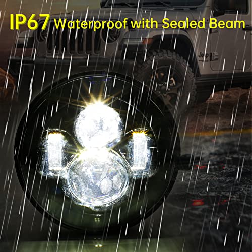 Kropos 7 Inch Led Headlights For Jeep Wrangler Jk Jku Lj Tj Cj Hummber H1 H2 Land Rover Headlight Assembly Round High Low Beam Dot Approved Black Cree 7" Led Headlight, 2 Years Warranty #TOP5