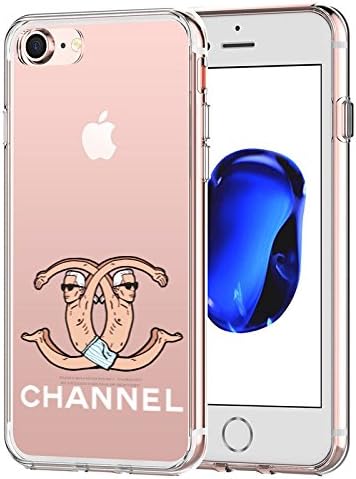 iPhone 7 CASE,iPhone 8 CASE, Channel The Double C Spoof Parody 3D Printed Cartoon Design Soft Clear TPU Cute Funny Case