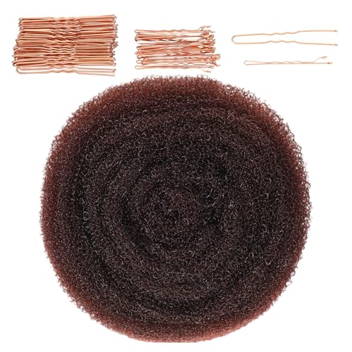SULIKJHUI Hair Sponge for Updo Hair Padding for Updos Volume Bump Tool with 70 Bobby Pins Add Fullness for Thin Hairs Styling Accessories for Women(Light Coffee)