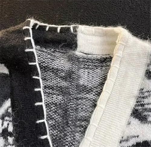 Vintage Tie Dye Knitted Sweaters for Men Cardigan V Neck with Pockets4