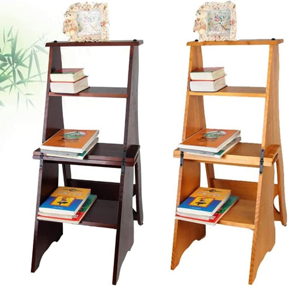Tabouret d'escalade d'intérieur pliable 4 escabeaux double usage bois - 4