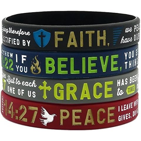 Ezekiel Gift Co. Faith, Believe, Peace, Grace Silicone Bible Bracelets - Christian Religious Jewelry Gifts for Men Women Cover