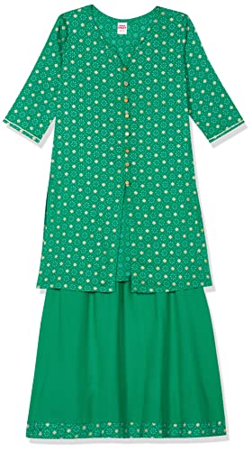 Image of Amazon Brand - Jam & Honey Rayon Girl Festive Printed Salwar Suit Set Which Is Both Comfortable And Stylish