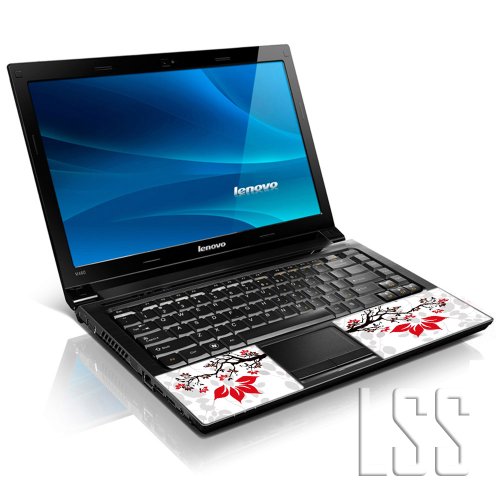 Image of LSS 17 17.3 Inche Laptop Notebook Skin Sticker with 2 Wrist Pads - Reusable Cover Protector Vinyl Sticker Cover Decal Fits 17 inch - 19 inch HP Asus Acer - White Grey Branches Floral Pattern