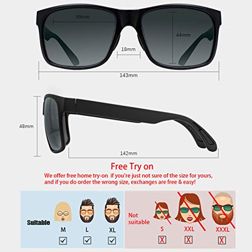 Image of MAXJULI Polarized Sunglasses for Big Heads Men Women (FIT M /L,NOT FIT XXL),Ultra Light and Thin 8105